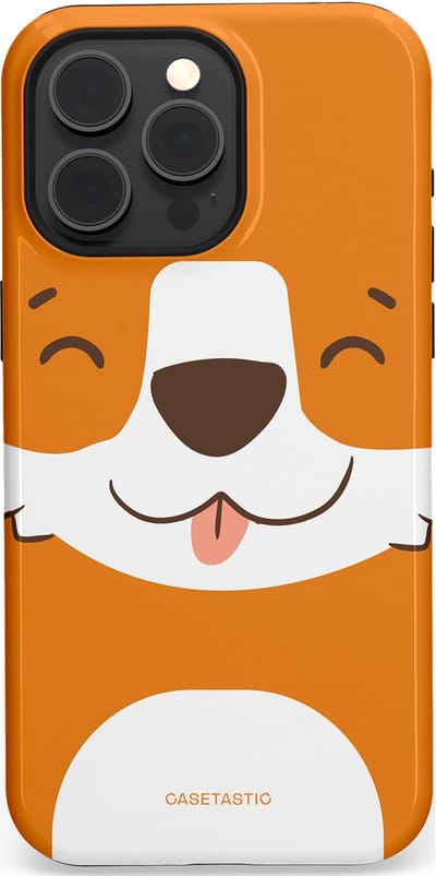 Casetastic hoesje geschikt voor Apple iPhone 15 Pro Max - MagSafe - Dubbellaagse bescherming - Knuffelkopjes vos - Fashion Case - Oranje Wit