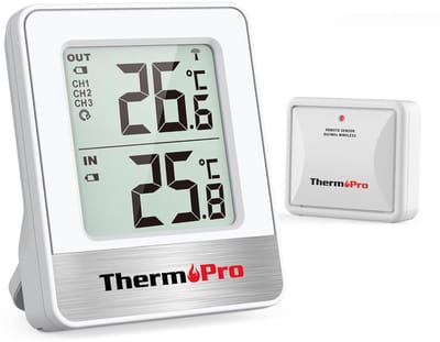 Weerstation Draasloos Binnen/Buiten - Draadloze Thermometer - Wit - Nauwkeurige Temperatuurmeting - Waterdichte Buiten Sensor - Voor Binnen en Buiten