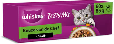 Whiskas Kattenvoer - Adult 1+ - Tasty Mix Keuze Chef in Saus - 60x85g