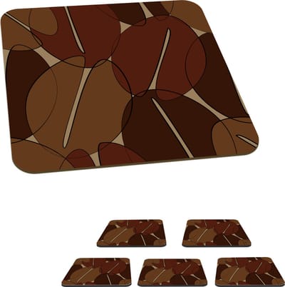Onderzetters voor glazen - Koffiebonen - Patronen - Coffee - 10x10 cm - Glasonderzetters - 6 stuks