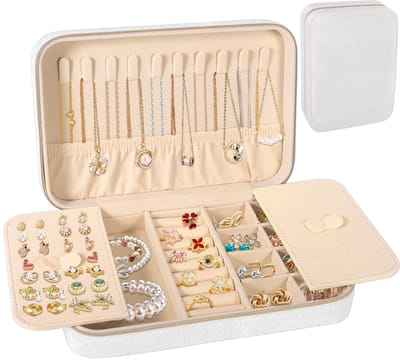 Opbergdoos, Dames Reis Sieraden Doos, Sieraden Opbergdoos met Spiegel, Draagbare Opbergdoos voor Oorbellen, Kettingen, Armbanden, Ringen en Horloges, Verjaardagscadeau, Kerstcadeau