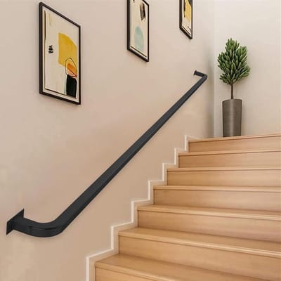 Trapleuning - Wandsteun Handgreep - Veiligheid Binnenshuis - Stevig Smeedijzer - 150 cm - Zwart