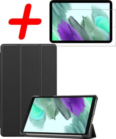 Hoesje Geschikt voor Samsung Galaxy Tab S6 Lite - Met Screenprotector - Trifold Bookcase - Hard Cover - Hardcover Book Case - Tablet Hoes - Zwart