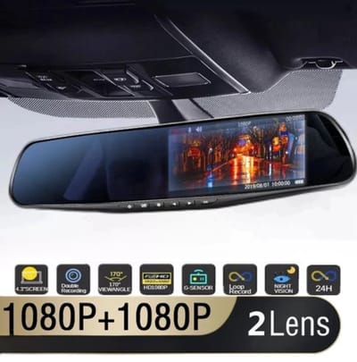 64 GB 4,3 Inch Autorijrecorder – Dual Lens Dashcam met Full HD Opname, Nachtzicht en Bewegingsdetectie | Verhoog je Rijveiligheid