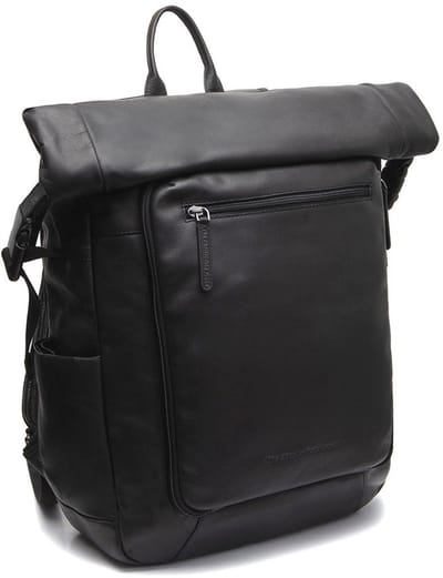 Chesterfield Remo Waxed Pull Up Rolltop Rugzak met 15" Laptopvak - Zwart