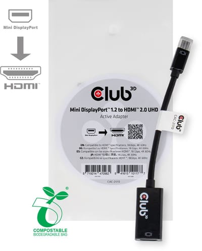 Club 3D Mini DisplayPort™ 1.2 naar HDMI™ 2.0 UHD Active Adapter