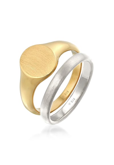 KUZZOI - Ring - Heren zegelring ring set Basic Minimal Trend in 925 Sterling Zilver - Heren