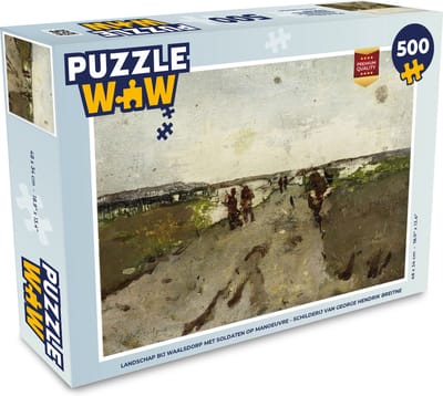 Puzzel Landschap bij Waalsdorp met soldaten op manoeuvre - Schilderij van George Hendrik Breitner - Legpuzzel - Puzzel 500 stukjes