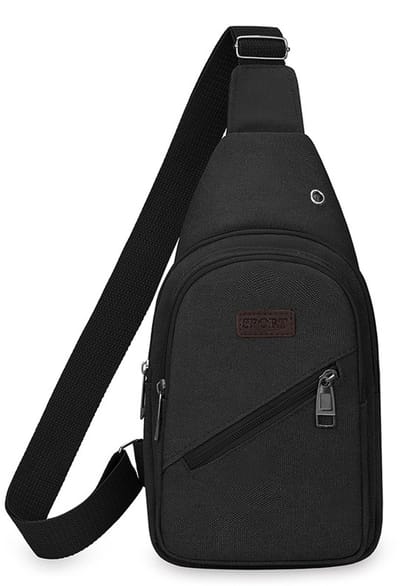 Crossbody Canvas Tas Heren Met 3 Vakken I Schoudertas I Heuptas I Sling Bag I Met Hoofdtelefoon Kabel Opening I Anti Diefstal I Waterafstotend I Zwart