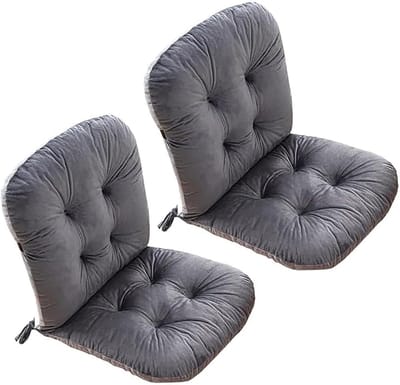 Stoelkussens Set - Zitkussens - Buiten Ontspannen - Met Bevestigingsbanden - 38 x 45 cm - Grijs