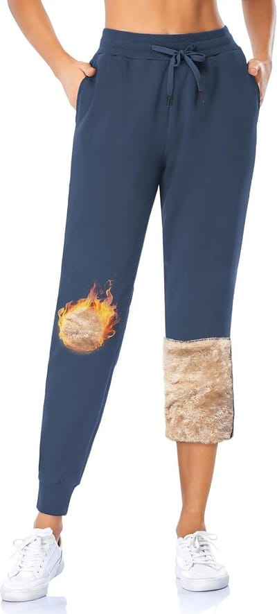 Warme Sherpa Gevoerde Joggingbroek Dames met 2 Zakken en Trekkoord