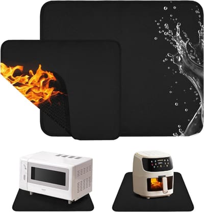 Set van 2 vlamvertragende onderzetters, hittebestendige matten voor grill en oven, 64 x 50 cm + 38 x 46 cm, ideaal voor keukenbescherming en veiligheid
