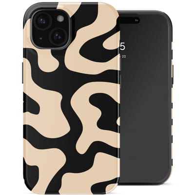 Selencia Hoesje - Geschikt voor Apple iPhone 15 - Backcover geschikt voor MagSafe - Art Wave Black