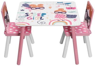 Kindertafel - Set met 2 Stoelen - Kinderbureau - Roze - Meisjes