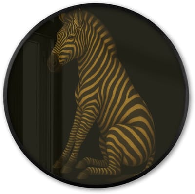 Poster in lijst Rond - Fotolijst 60x60 cm - Posters - Zebra - Strepen - Goud - Ronde posterlijst zwart - Decoratie - Wanddecoratie woonkamer - Muurdecoratie slaapkamer