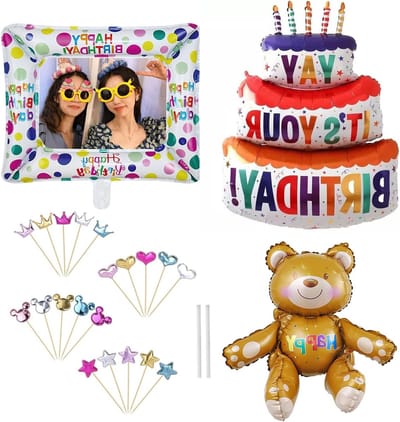 Dailygoods- Opblaasbare Rekwisieten 25 Stuks - Fotohokjes - Verjaardagsfeestje - Selfie-Frame - Duurzaam - Lichtgewicht en Opvouwbaar - Fotorekwisieten