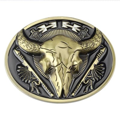 Golden Bull Skull Belt Buckle Matador Patroon Riem Diy Componenten beige