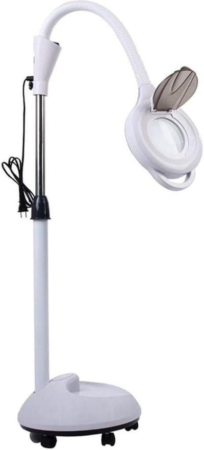 Vloerlamp met vergrootglas - Verstelbare lamp - Nauwkeurig werk - Dimbaar koud licht - 800 lumen - Wit