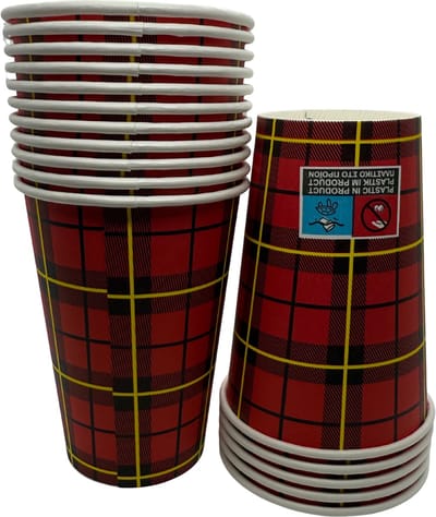 Scotty Bekers – Papieren Drinkbekers met Schotse Ruit – 180 ml – 2500 Stuks – Koffiebekers voor Horeca & Evenementen
