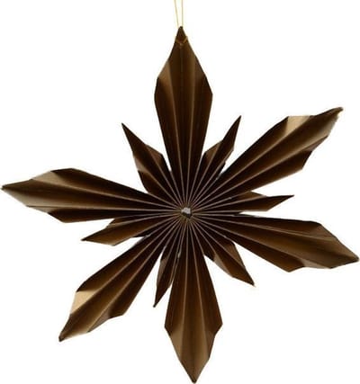 set van 2 - kersthanger - sneeuwvlok - luxe papier - goud - 17,5 cm - fairtrade