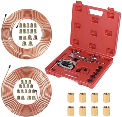 Dailygoods - Omkantijzer Set voor Remleidingen - Dubbel en Enkel Omkanten - Met Pijpsnijder - 7,6m Remleiding - Compleet met Schroefverbindingen en Ad...