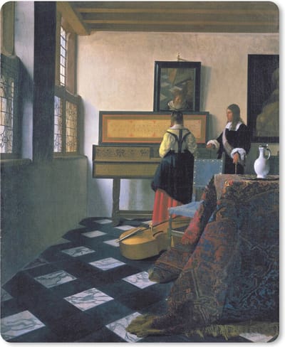 Muismat Vermeer - The music lsesson - Schilderij van Johannes Vermeer muismat rubber - 19x23 cm - Muismat met foto