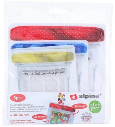 Alpina - Herbruikbare Vershoudzakjes - 24 Stuks - 70/150/400 ml - Duurzame & Hersluitbare Boterhamzakken en Voedselbewaarzakjes