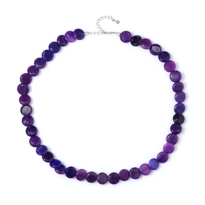Cavill - Verstelbare Zilveren Halsketting - 925 Sterling Zilver - Paarse Kwarts 196,5 ct - Elegante Ketting met Edelsteen Beads