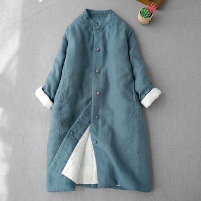 Hoge Kwaliteit Japan Vintage Dames Winterjas Oversized Los Katoen Gevoerd Knopen Parka's Lang Gewatteerd Bovenkleding XXL blauw