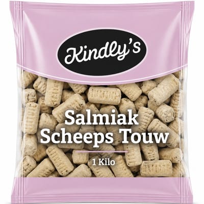 Kindly's Salmiak Scheepstouw - Harde Salmiak Drop Snoepjes - 1 Kilo - Vegan
