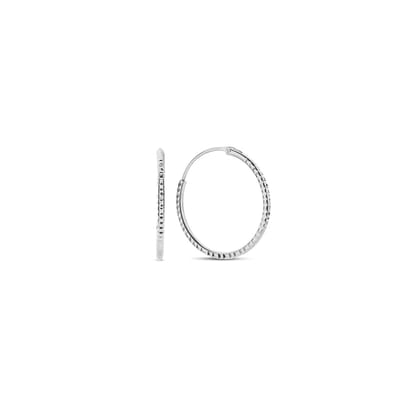 New Bling 9NB-0985 Zilveren Oorringen - Dames - Gediamanteerd - 16 mm Doorsnee - 1,2 mm Dikte - Rhodium - Zilver