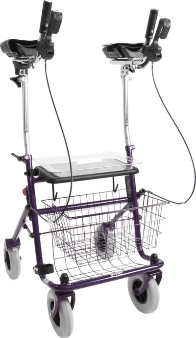 Rollator 43 cm zitbreedte - Premis Provo - Tot 120 kg - In hoogte verstelbaar - Inclusief Onderarmschalen - Paars