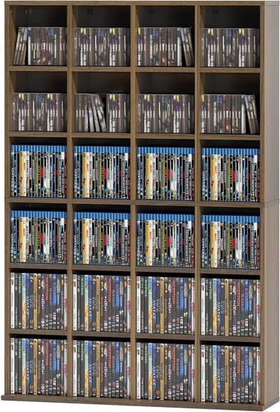 Opbergkast Media - Muziekrek - Media Collectie - Verstelbare Planken - 89x20x130 cm - Bruin