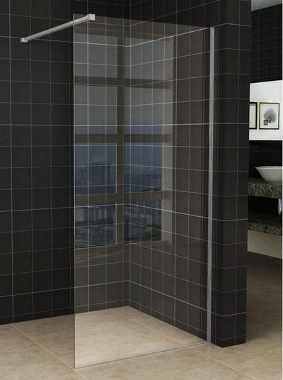 Wiesbaden Slim - Inloopdouche / Douchewand - 100x200 - Helder Glas - Antikalk - 8mm Veiligheidsglas - Excl. Stabilisatiestang en Profielset