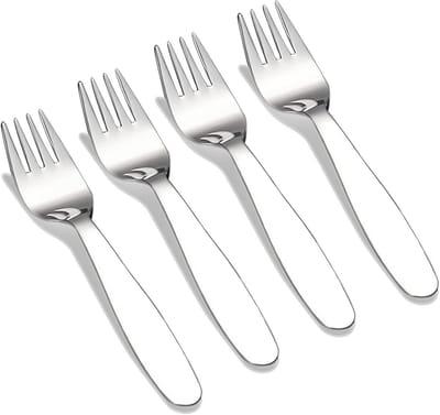 Kinderbestek Set - Kindervorkjes Lepels - Zelfstandig Eten - Roestvrij Staal - 14.8 cm - Zilverkleurig
