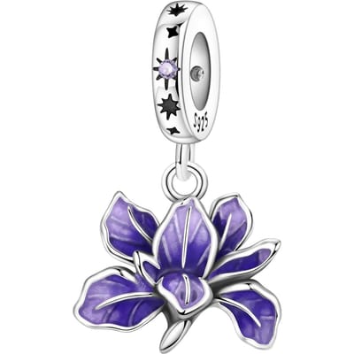 Panpoki Koper Paars Iris Bloem Hanger Echte Armbanden Bedel Sieraden Feest Kralen DoeHetZelf Trendy Cadeau
