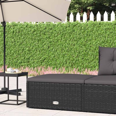 vidaXL - Voetensteun - met - kussen - poly - rattan - zwart