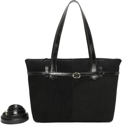 Ines Delaure - handtas - suede look - zwart
