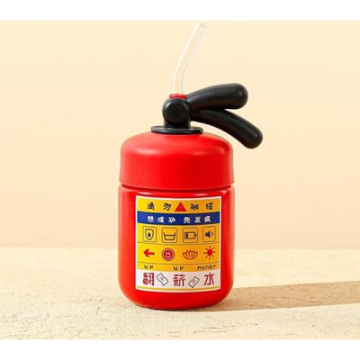 Creatieve Grappige Brandblusser Keramische Beker Gepersonaliseerde Mok met Glazen Rietje Kantoor Koffiekop Huishouden Waterbeker 400ML