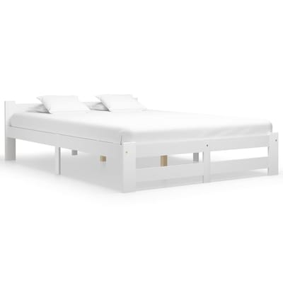 vidaXL - Bedframe - massief - grenenhout - wit - 180x200 - cm