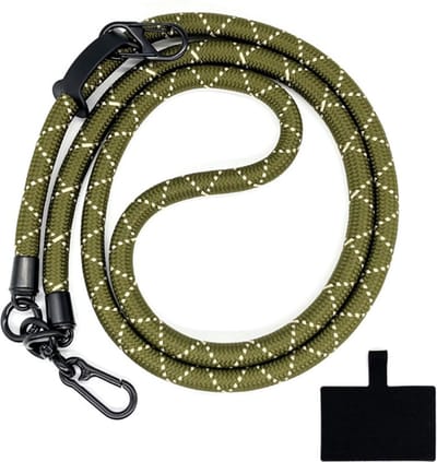 Coverup Crossbody Telefoonkoord 120cm met Sleutelhanger - 10mm Polyester Koord - Khaki