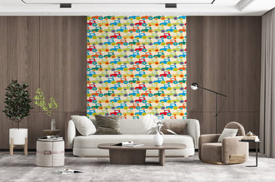 Behang - Fotobehang Patronen - Trekker - Kleuren - Jongetje - Jongens - Kinderen - Kids - Breedte 165 cm x hoogte 220 cm
