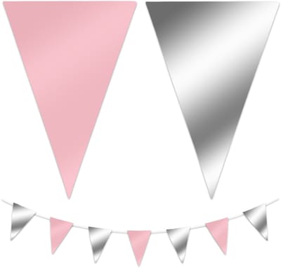 BTH - Slingers - Roze-Zilver - Slingers Verjaardag - Vlaggenlijn - Verjaardag Versiering - Verjaardag - Vlaggetjes - 1 St