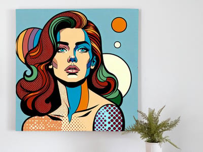 Pop art vrouw schilderij | Femme Fatale: Hedendaagse interpretatie van pop articoon vrouw | Kunst - 100x100 centimeter op Forex | Foto op Forex