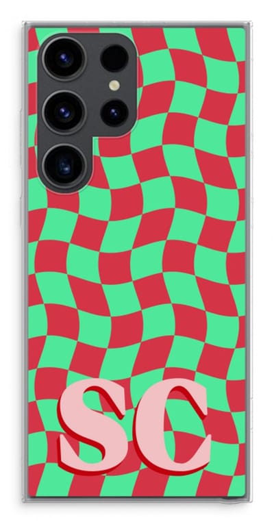 Gepersonaliseerd - Case Company® - Hoesje geschikt voor Samsung Galaxy S23 Ultra hoesje - Grid Monogram - Soft Cover Telefoonhoesje - Bescherming aan alle Kanten en Schermrand