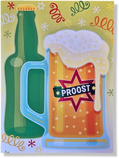 Maxi Kaart - A4 Formaat Verjaardagskaart / Proost Bier - 30x22,5cm - XL Wenskaart inclusief envelop