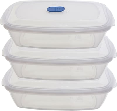 Whitefurze Vershoudbakje/bewaarbakje - 3x - magnetron/vriezer - transparant - kunststof - 2,33 L
