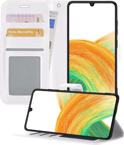 Hoesje - Geschikt voor Samsung Galaxy A33 - Luxe Bookcase - Walletcase Hoes - Portemonnee - Cover - Telefoonhoes - Wit