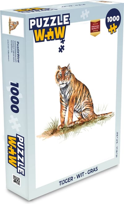 Puzzel Tijger - Wit - Gras - Legpuzzel - Puzzel 1000 stukjes volwassenen