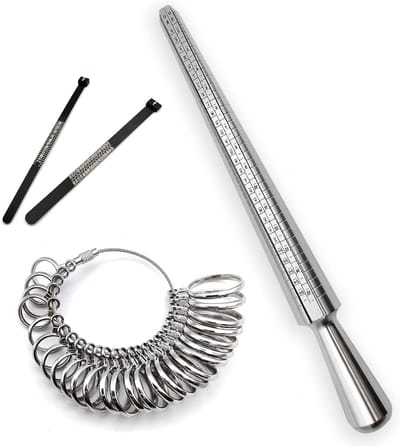 Metalen Ringmaat Set voor Sieraden - 4-delige Ring Sizer Tools en Ring Spindle voor Nauwkeurige Maatbepaling van Ringen voor Mannen en Vrouwen